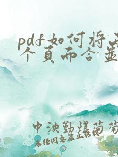 pdf如何将两个页面合并成一页