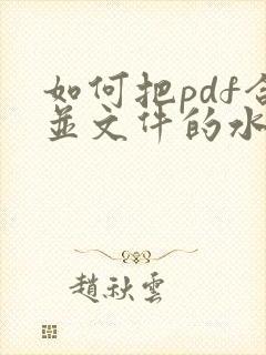 如何把pdf合并文件的水印去除