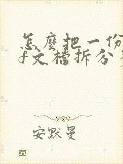 怎么把一份pdf文档拆分多份