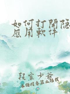 如何打开隐藏的应用软件