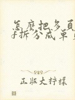 怎么把多页pdf拆分成单页pdf