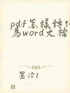 pdf怎样转化为word文档
