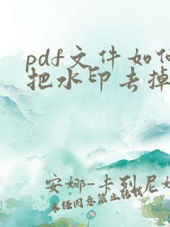 pdf文件如何把水印去掉