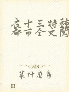 夜十三特种兵在都市全文阅读全文