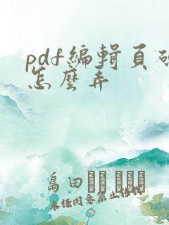 pdf编辑页码怎么弄