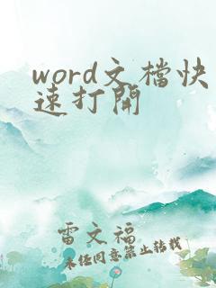 word文档快速打开