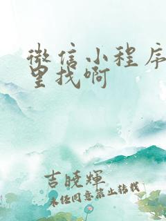 微信小程序在哪里找啊