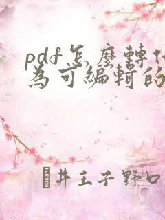 pdf怎么转化为可编辑的word