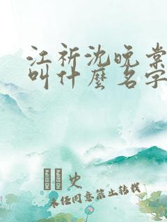 江祈沈晚棠小说叫什么名字