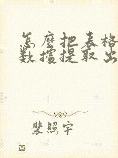 怎么把表格中的数据提取出来