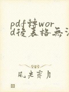pdf转word后表格无法编辑