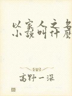 以家人之名原著小说叫什么名字