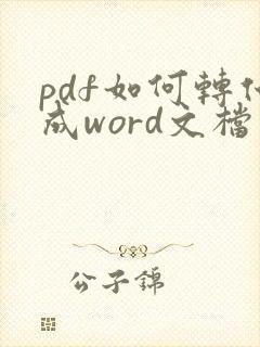 pdf如何转化成word文档