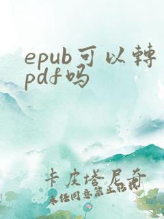 epub可以转pdf吗