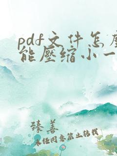 pdf文件怎么能压缩小一点