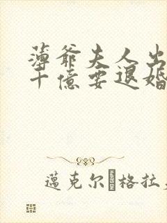 薄爷夫人出价一千亿要退婚