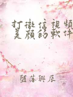 打微信视频可以美颜的软件