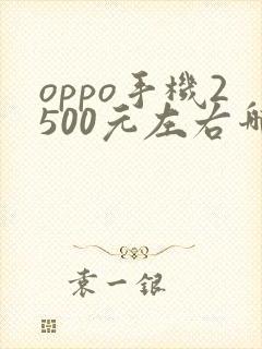 oppo手机2500元左右哪款好
