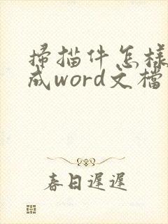 扫描件怎样转换成word文档