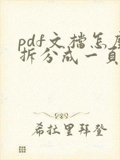 pdf文档怎么拆分成一页一页的