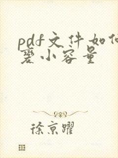 pdf文件如何变小容量