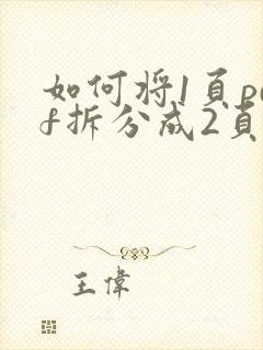 如何将1页pdf拆分成2页