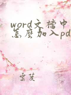 word文档中怎么加入pdf文件