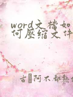 word文档如何压缩文件