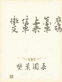 微信上怎么弄公交车乘车码