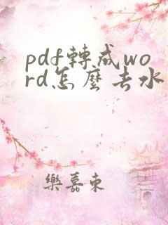 pdf转成word怎么去水印