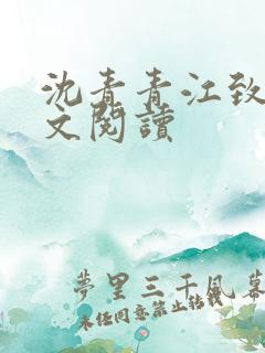 沈青青江致勋全文阅读