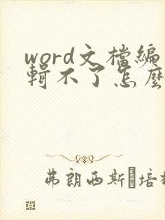 word文档编辑不了怎么解决