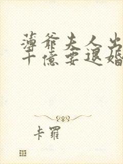 薄爷夫人出价一千亿要退婚