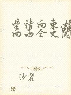 爱情向东,婚姻向西全文阅读免费