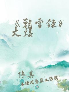 《朝雪录》口碑大爆