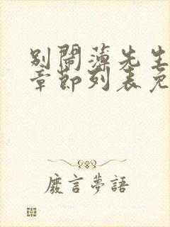 别闹薄先生最新章节列表免费