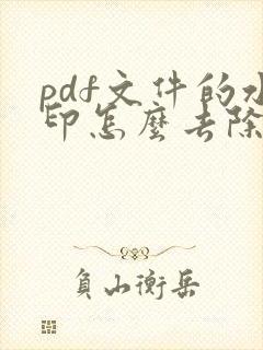 pdf文件的水印怎么去除