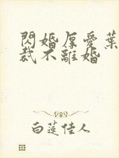 闪婚厚爱叶少总裁不离婚