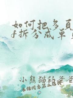 如何把多页pdf拆分成单页保存