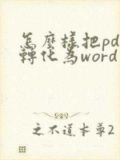 怎么样把pdf转化为word文档