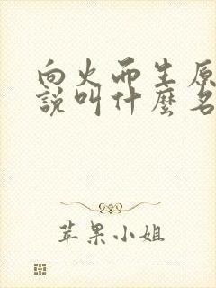 向火而生原著小说叫什么名字