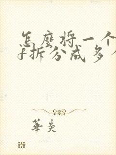 怎么将一个pdf拆分成多个