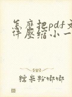 怎么把pdf文件压缩小一点