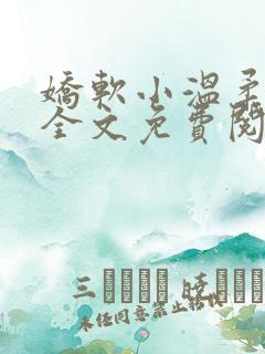 娇软小温柔小说全文免费阅读