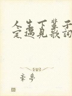 人生下辈子不一定遇见歌词