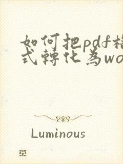 如何把pdf格式转化为word文档