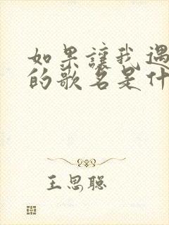 如果让我遇见你的歌名是什么