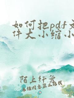 如何把pdf文件大小缩小