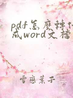 pdf怎么转化成word文档