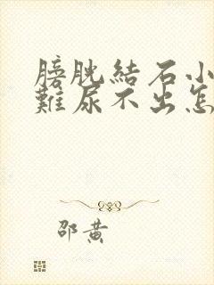 膀胱结石小便困难尿不出怎么办